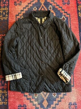 Burberry Black Quilted Jacket with Signature Check Lining